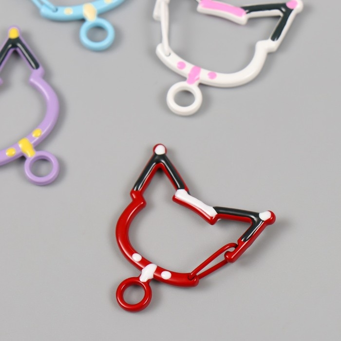 Карабин металл с кольцом Карабин металл с кольцом "Кошечка с ошейником" МИКС 3,4х3,3 см