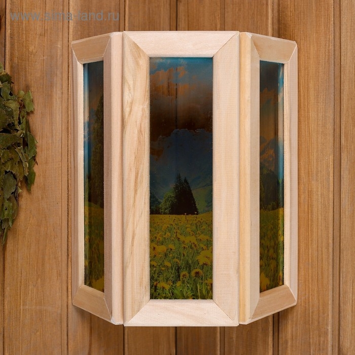 Абажур деревянный Абажур деревянный "Одуванчики" со вставками из стекла с УФ печатью, 33х29х12см