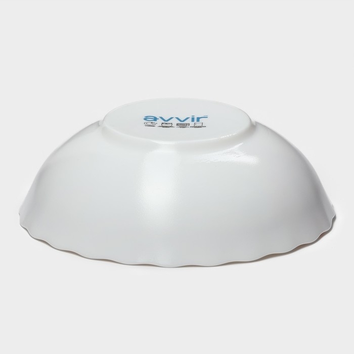 Тарелка глубокая Avvir «Бархатная роза», 600 мл, d=17,5, стеклокерамика, цвет белый