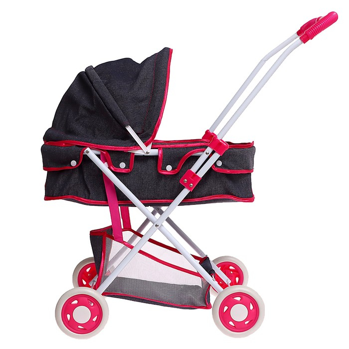 Коляска универсальная для кукол, с корзиной, металлический каркас, МИКС Коляска универсальная для кукол, с корзиной, металлический каркас, МИКС