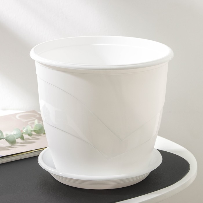 Горшок для цветов с поддоном «Венеция», 5,5 л, d=23 см, белый Горшок для цветов с поддоном «Венеция», 5,5 л, d=23 см, белый