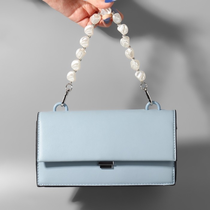 Ручка для сумки, перламутровые бусы, 26 см, цвет белый/серебряный Ручка для сумки, перламутровые бусы, 26 см, цвет белый/серебряный