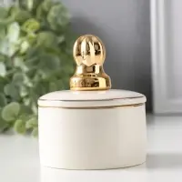Шкатулка керамика с золотой линией "Королевская пешка" 7х7х8,5 см