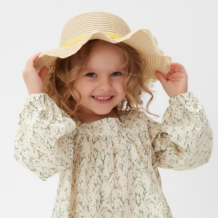 Шляпа для девочки с бантом MINAKU, р-р 52, цв.светло-коричневый Шляпа для девочки с бантом MINAKU, р-р 52, цв.светло-коричневый