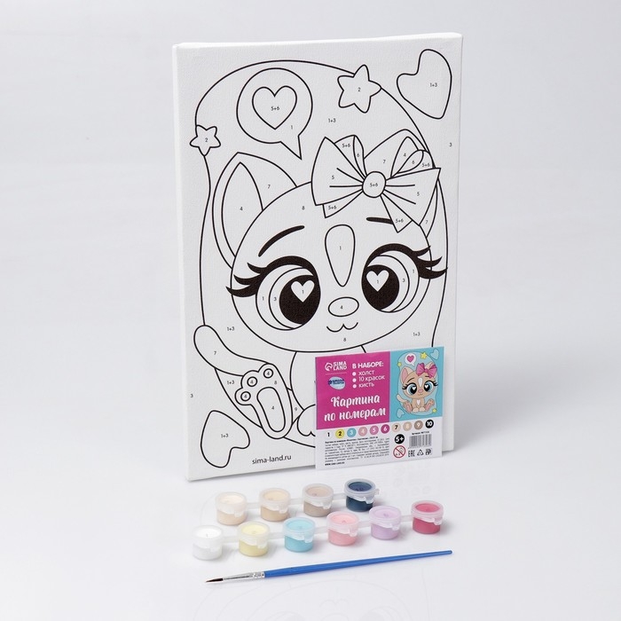 Картина по номерам для детей «Кошечка с бантиком», 20 х 30 см
