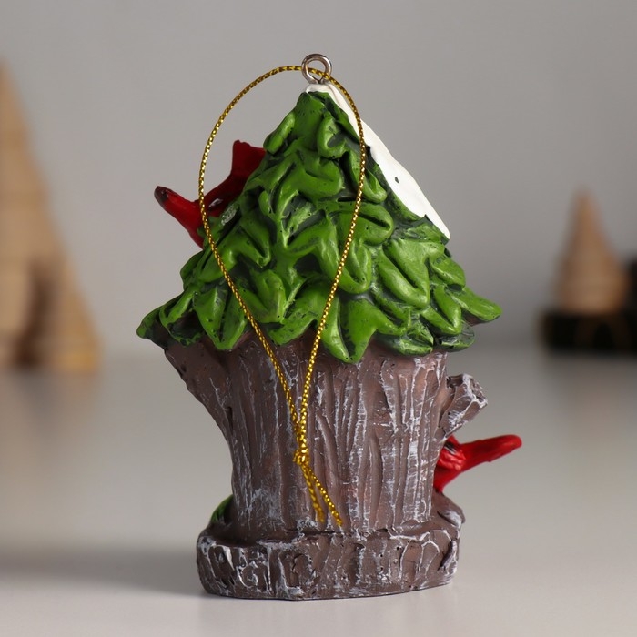 Сувенир полистоун подвеска Сувенир полистоун подвеска "Птички на заснеженном скворечнике" 7х4х9 см