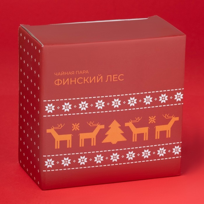 Новогодняя чайная пара Доляна «Финский лес», 2 предмета: чашка 210 мл, блюдце d=15 см, фарфор, цвет белый Новогодняя чайная пара Доляна «Финский лес», 2 предмета: чашка 210 мл, блюдце d=15 см, фарфор, цвет белый