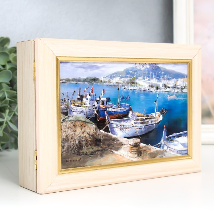 Ключница Ключница "Белые лодочки" 15х21 см молочный дуб