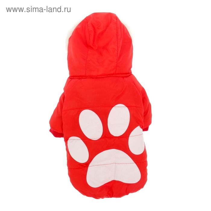 Куртка с капюшоном и мехом, размер XS (ОШ 22, ОГ 32, ДС 20 см), красная Куртка с капюшоном и мехом, размер XS (ОШ 22, ОГ 32, ДС 20 см), красная