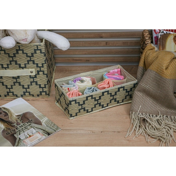 Органайзер для хранения белья Доляна «Гэтс», 8 ячеек, 28×14×10 см, цвет бежевый Органайзер для хранения белья Доляна «Гэтс», 8 ячеек, 28×14×10 см, цвет бежевый