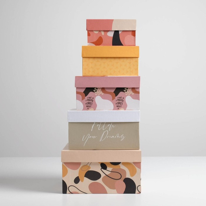 Набор коробок 5 в 1, упаковка подарочная, «Стиль», 14 х 14 х 8‒22 х 22 х 12 см Набор коробок 5 в 1, упаковка подарочная, «Стиль», 14 х 14 х 8‒22 х 22 х 12 см