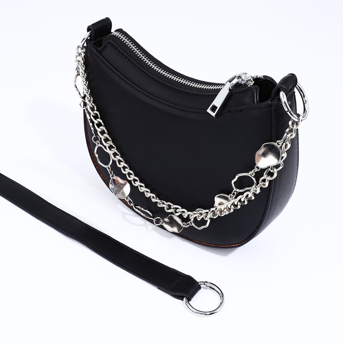 Сумка-багет на молнии, цвет чёрный Сумка-багет на молнии, цвет чёрный