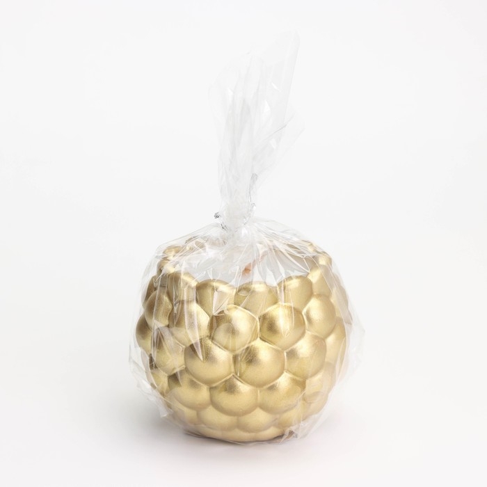Свеча  Свеча "Шар" в подсвечнике с выпуклыми шарообразными гранями из гипса, 8х7 см, золото