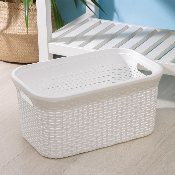 Корзина для глаженого белья «Ротанг», 32 л, 50×31×25 см, цвет белый Корзина для глаженого белья «Ротанг», 32 л, 50×31×25 см, цвет белый
