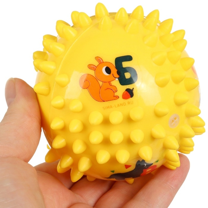 Развивающий тактильный мячик  Развивающий тактильный мячик "Ежик", диаметр 9 см, с пищалкой, в пакете, Крошка Я