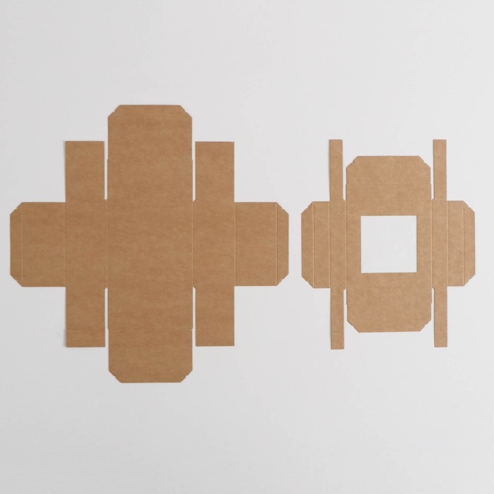 Коробка складная, крышка-дно,с окном, крафт, 10 х 10 х 5 см Коробка складная, крышка-дно,с окном, крафт, 10 х 10 х 5 см