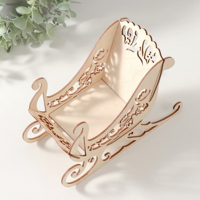 Шкатулка-сани  Шкатулка-сани "Узорчатые санки" 21х9х16,5 см (набор 5 деталей)