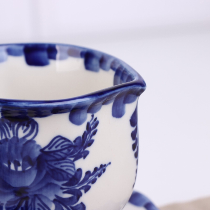 Чайная пара гжель «Кофейная», бело-синий,керамика,