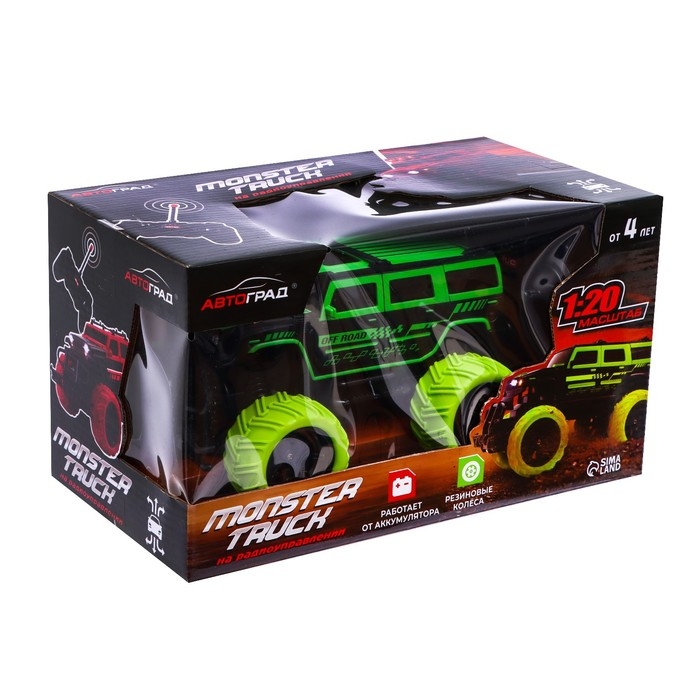 Джип радиоуправляемый «Бигфут», 1:20, работает от аккумулятора, цвет чёрно-зелёный Джип радиоуправляемый «Бигфут», 1:20, работает от аккумулятора, цвет чёрно-зелёный