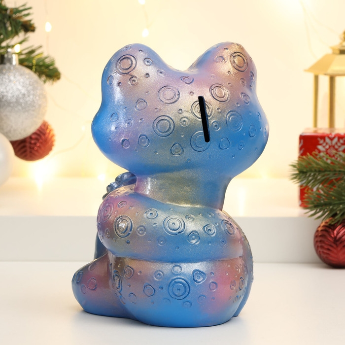 Новый год. Символ 2025. Копилка Новый год. Символ 2025. Копилка "Змея с мешком денег" голубая, 18см