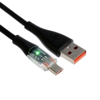 Кабель, 2 А, MicroUSB  - USB, прозрачный, TPE оплётка, 1 м, чёрный