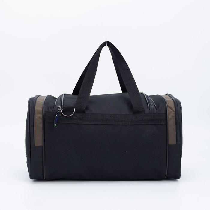 Сумка дорожная на молнии, 3 наружных кармана, длинный ремень, цвет чёрный/хаки Сумка дорожная на молнии, 3 наружных кармана, длинный ремень, цвет чёрный/хаки