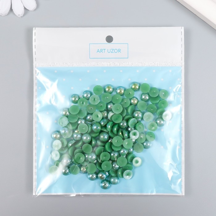 Декор для творчества пластик Декор для творчества пластик "Половинки бусин. Зелёная гамма" 20 гр 0,8х0,8 см
