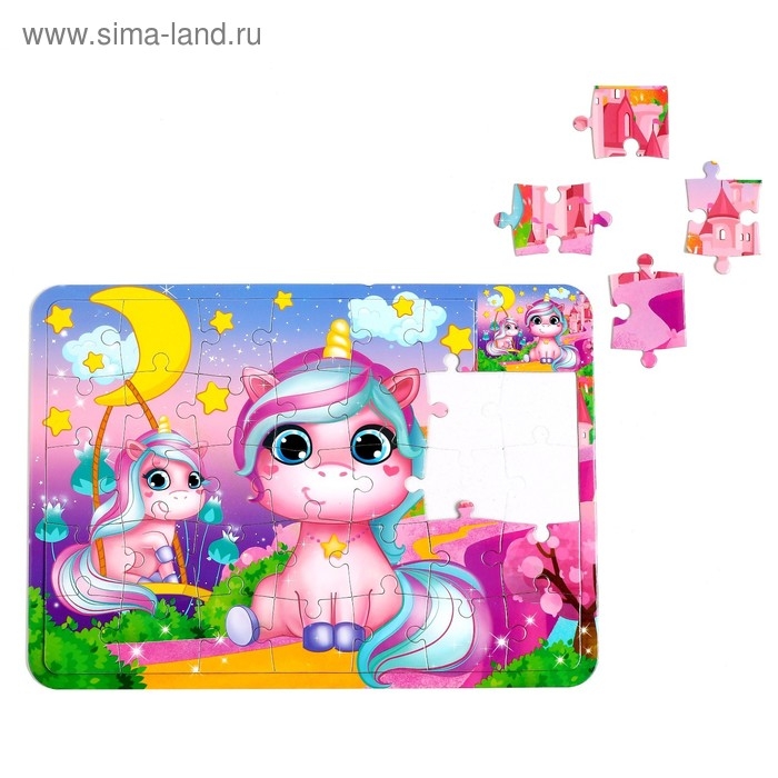 Пазл в рамке «Мир чудес», 34 детали + раскраска Пазл в рамке «Мир чудес», 34 детали + раскраска