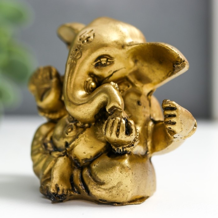 Нэцке полистоун под бронзу Нэцке полистоун под бронзу "Ганеша" (бог мудрости, символ удачи в бизнесе) 4,8х3х6 см