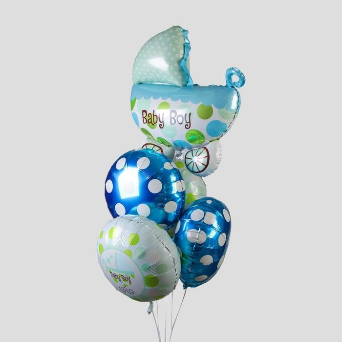 Букет из шаров &laquo;Рождение мальчика&raquo;, коляска, фольга, набор из 5 шт.