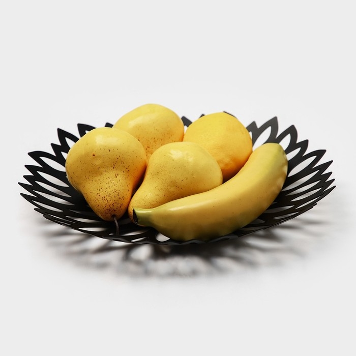 Фруктовница Доляна «Пион», 28,5×28,5×4,5 см, цвет чёрный Фруктовница Доляна «Пион», 28,5×28,5×4,5 см, цвет чёрный