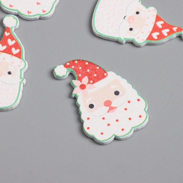 Декор для творчества дерево Декор для творчества дерево "Дедушки Морозы" набор 10 шт 2,8х1,9 см