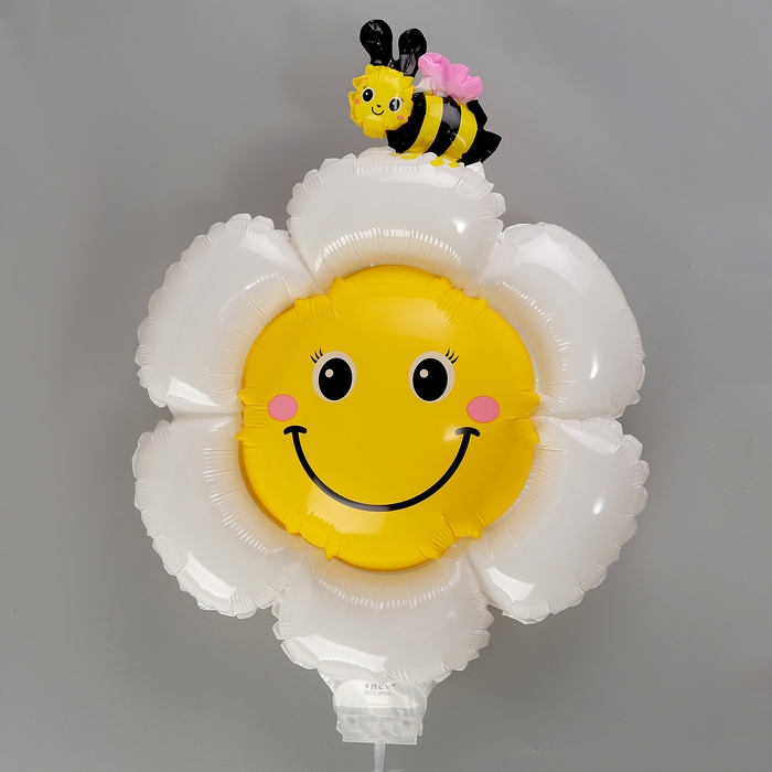 Шар полимерный 16 Шар полимерный 16" «Ромашка белая с пчёлкой», с палочкой