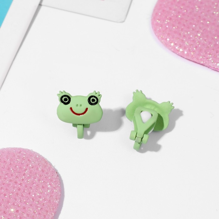 Клипсы детские «Выбражулька» лягушки, цвет зелёный Клипсы детские «Выбражулька» лягушки, цвет зелёный