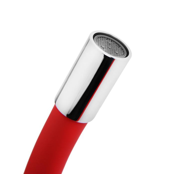 Смеситель для кухни Accoona A4844N, однорычажный, силиконовый излив, силумин, красный/хром Смеситель для кухни Accoona A4844N, однорычажный, силиконовый излив, силумин, красный/хром