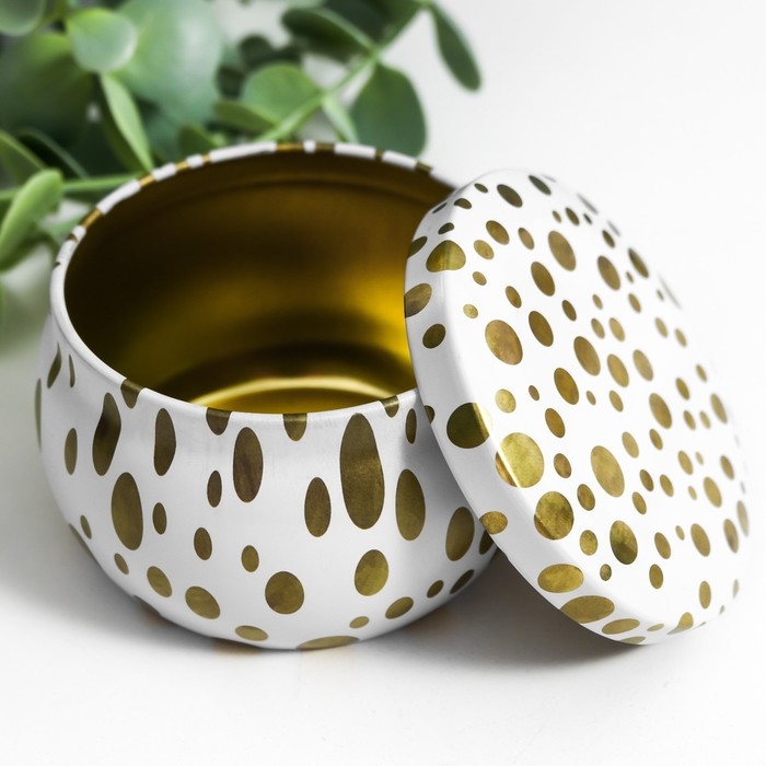 Шкатулка металл круглая Шкатулка металл круглая "Рисунки золотом на белом и чёрном" МИКС 5,2х7,5х7,5 см