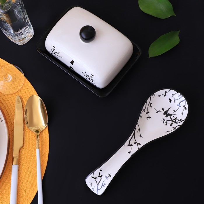 Маслёнка Доляна «Весенний вечер», 17×12,5×8,5 см, цвет белый Маслёнка Доляна «Весенний вечер», 17×12,5×8,5 см, цвет белый