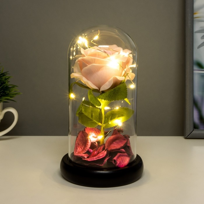 Ночник колба Ночник колба "Розовая роза" LED 3AAA 8х8х17 см RISALUX