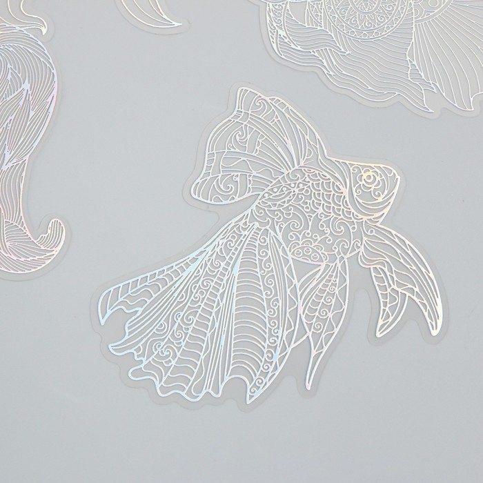 Наклейки для творчества Наклейки для творчества "Голография. Рыбки" d=10 см набор 10 шт 0,2х14х11 см