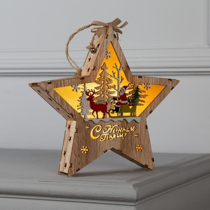 Светодиодная фигура «Дед Мороз в санях» 22 × 22 × 4 см, дерево, батарейки АААх2 (не в комплекте), свечение тёплое белое Светодиодная фигура «Дед Мороз в санях» 22 × 22 × 4 см, дерево, батарейки АААх2 (не в комплекте), свечение тёплое белое