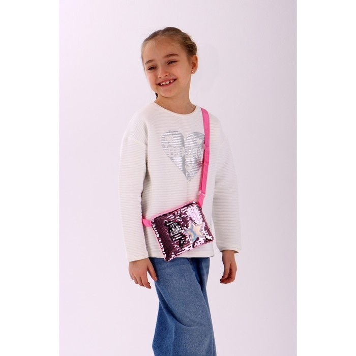 Сумка детская для девочки с пайетками "Звёздочка", на молнии, цвет розовый, 17,5х0,5х14,5 см