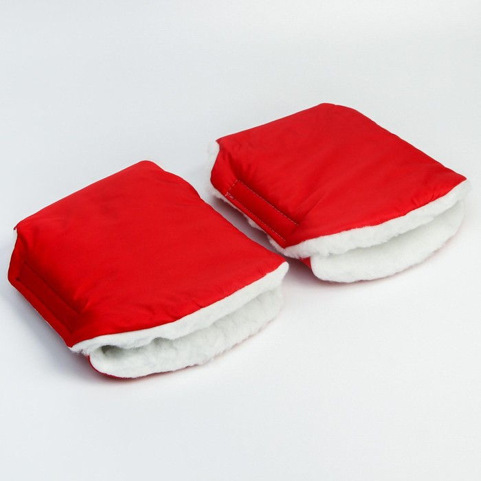 Варежки-муфты на ручку коляски, 2 шт., цвет красный Варежки-муфты на ручку коляски, 2 шт., цвет красный