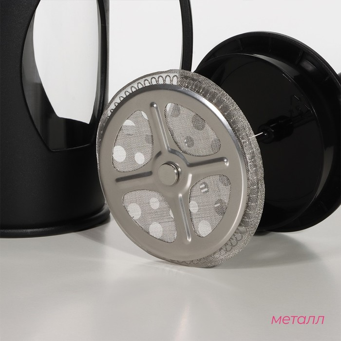 Чайник заварочный френч - пресс Доляна «Оливер», 600 мл, стекло, цвет чёрный Чайник заварочный френч - пресс Доляна «Оливер», 600 мл, стекло, цвет чёрный