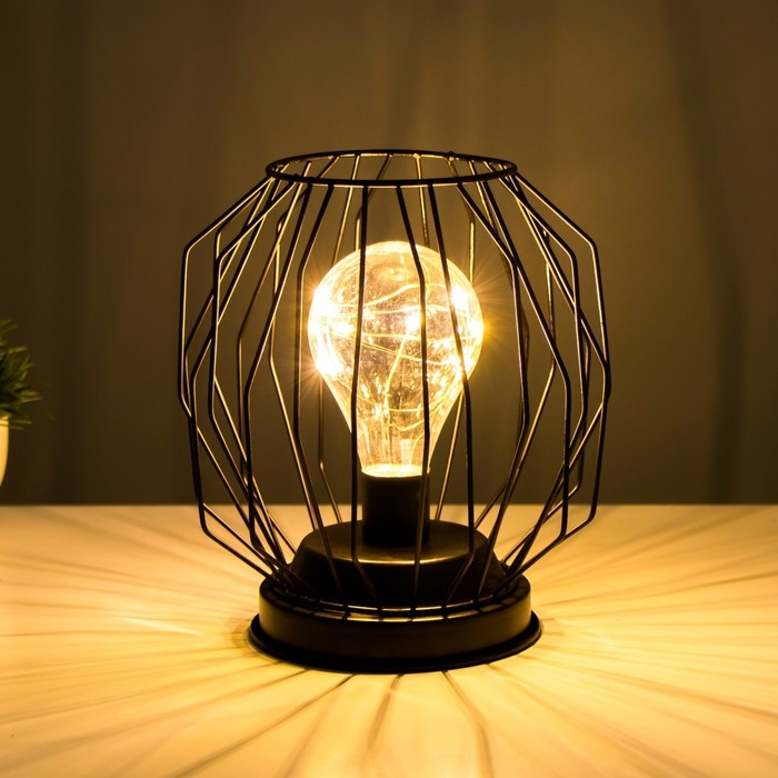 Ночник Ночник "Гараж" черный от батареек 3xААА 19х16х16 см RISALUX