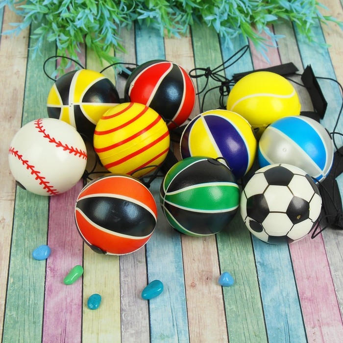 Мяч «Спорт», мягкий, на резинке, цвета МИКС Мяч «Спорт», мягкий, на резинке, цвета МИКС