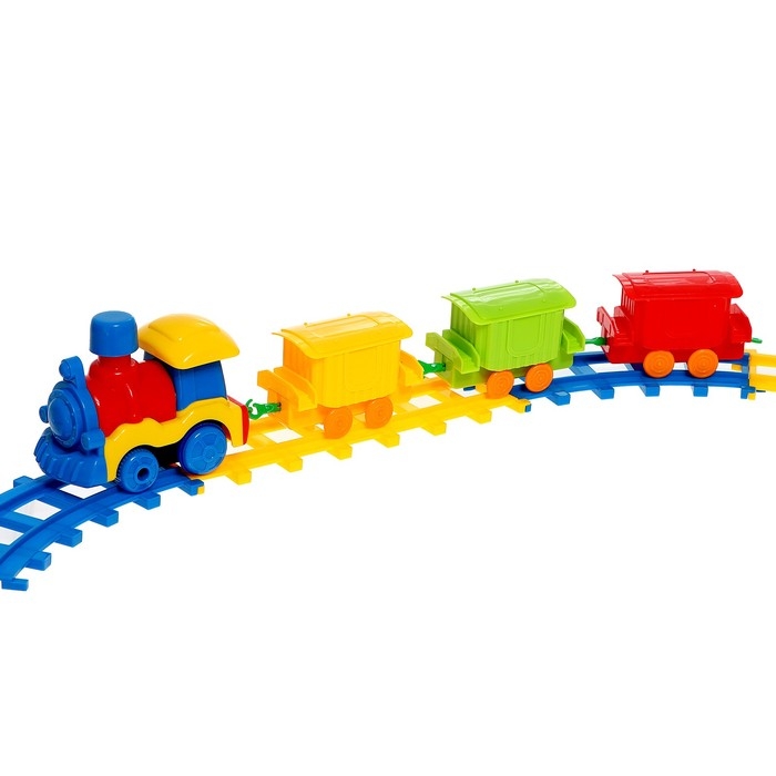 Железная дорога «Весёлый паровозик», звуковые эффекты, работает от батареек Железная дорога «Весёлый паровозик», звуковые эффекты, работает от батареек