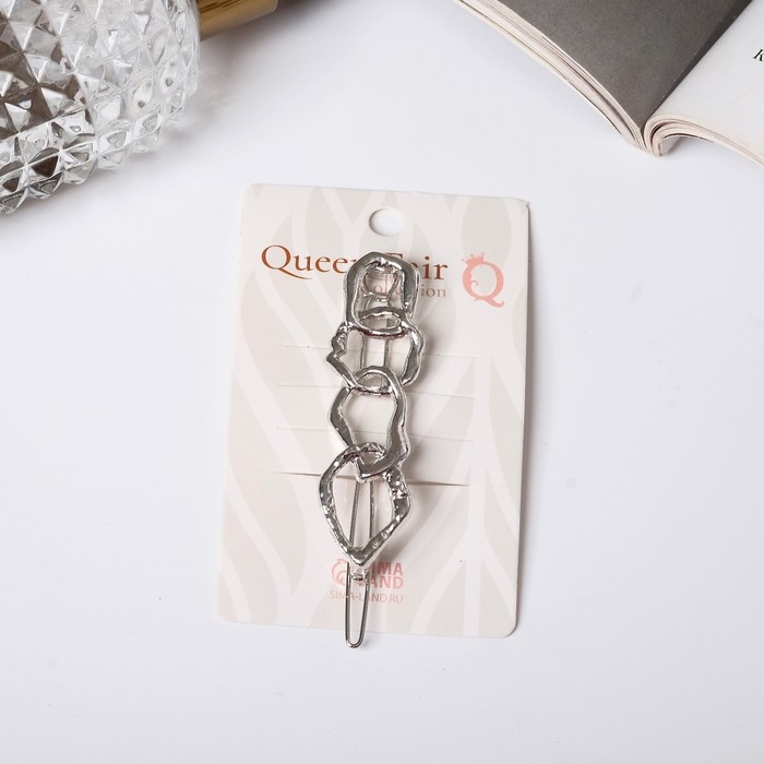 Невидимка для волос  Невидимка для волос "Либерти" петельки, 5,5 см, серебро