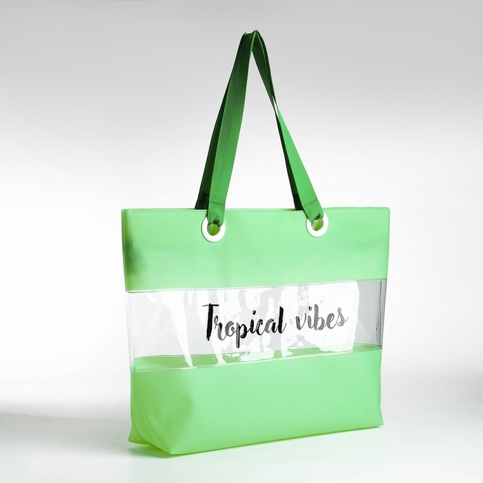 Сумка женская пляжная Tropical vibes, 50х35х11 см, зелёный цвет Сумка женская пляжная Tropical vibes, 50х35х11 см, зелёный цвет