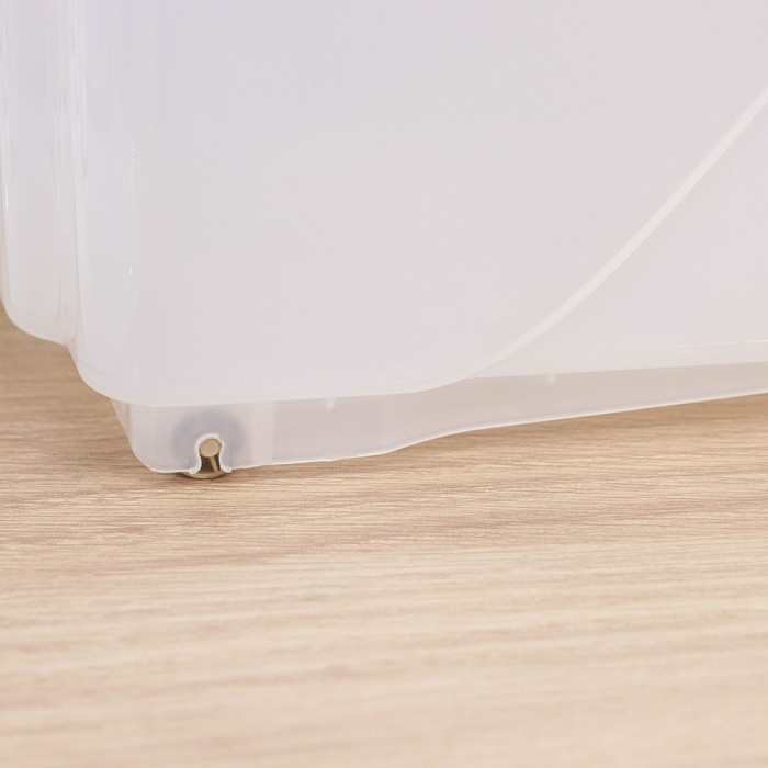 Контейнер для хранения хозяйственный на колёсиках, 10 л, 46×16×23,5 см, прозрачный Контейнер для хранения хозяйственный на колёсиках, 10 л, 46×16×23,5 см, прозрачный