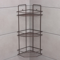 Полка угловая для ванной 3-х ярусная Эконом, 220×220×600 мм, цвет медная искра